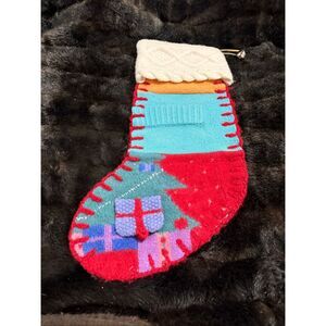 New Baabaazuzu Wool Stitched Christmas Mantel Stocking Silver Bell